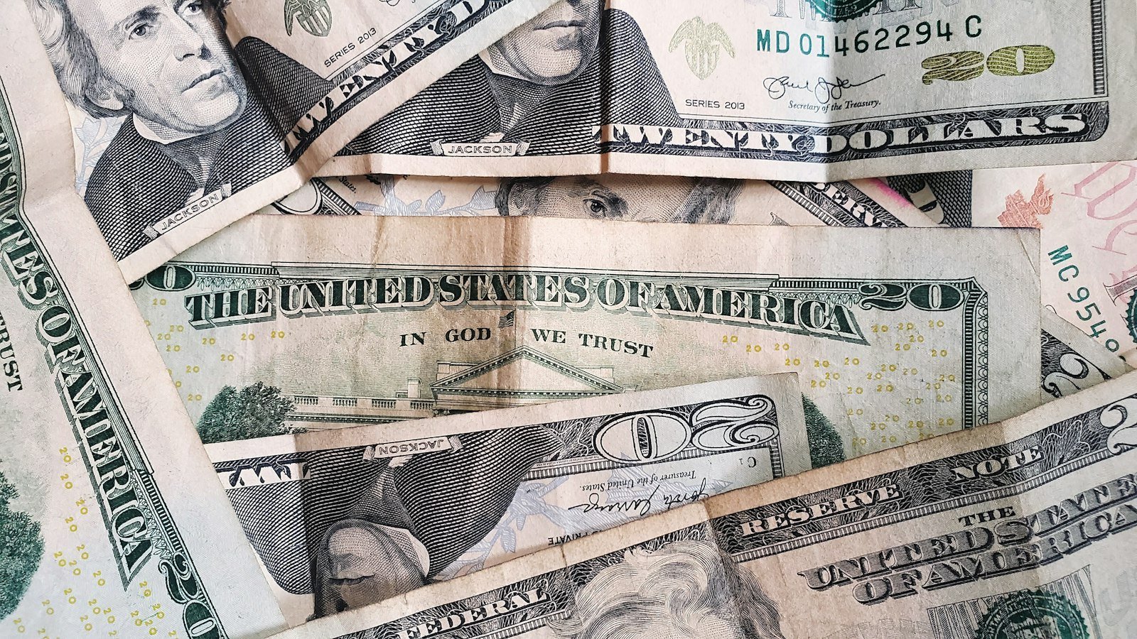 U.S. dollar banknotes close up