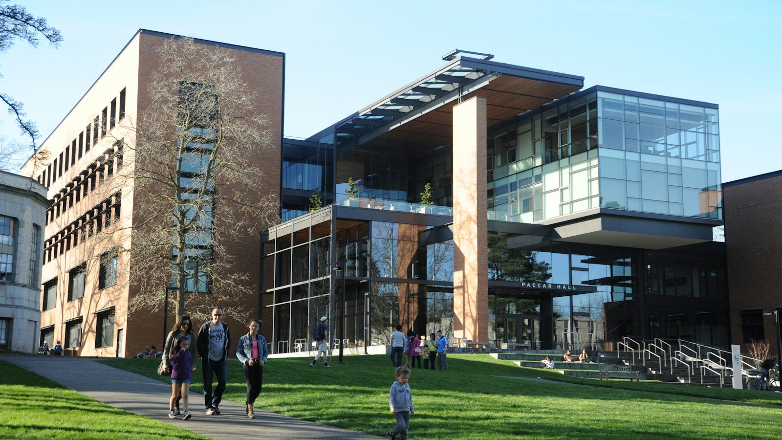 Students walking on a university campus