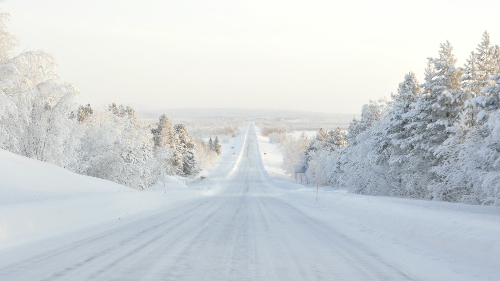 Snow-covered road in winter
